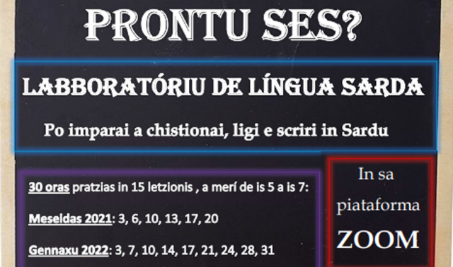  Laboratorio di Lingua Sarda  "on line" dal 3 dicembre