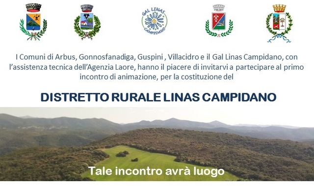 Distretto Rurale Linas Campidano: programmato un incontro per lunedì 12 aprile 2021 alle ore 11